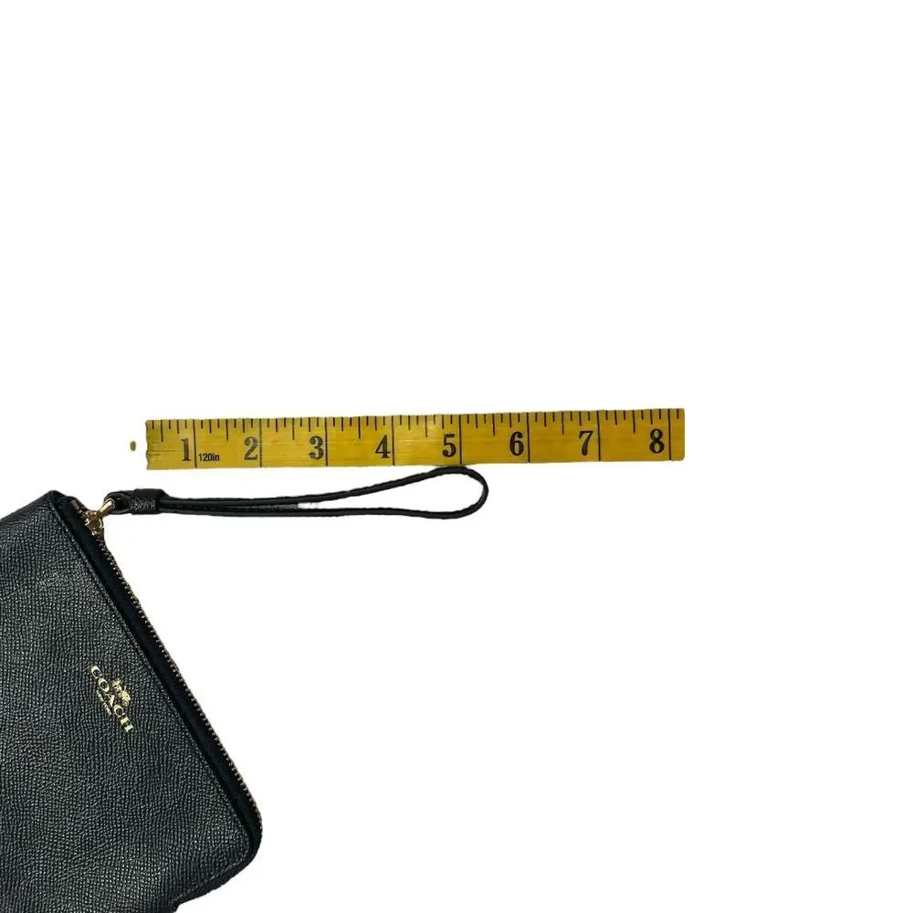Coach Corner‎ Zip Wristlet Wallet Crossgrain Small Leather Black
